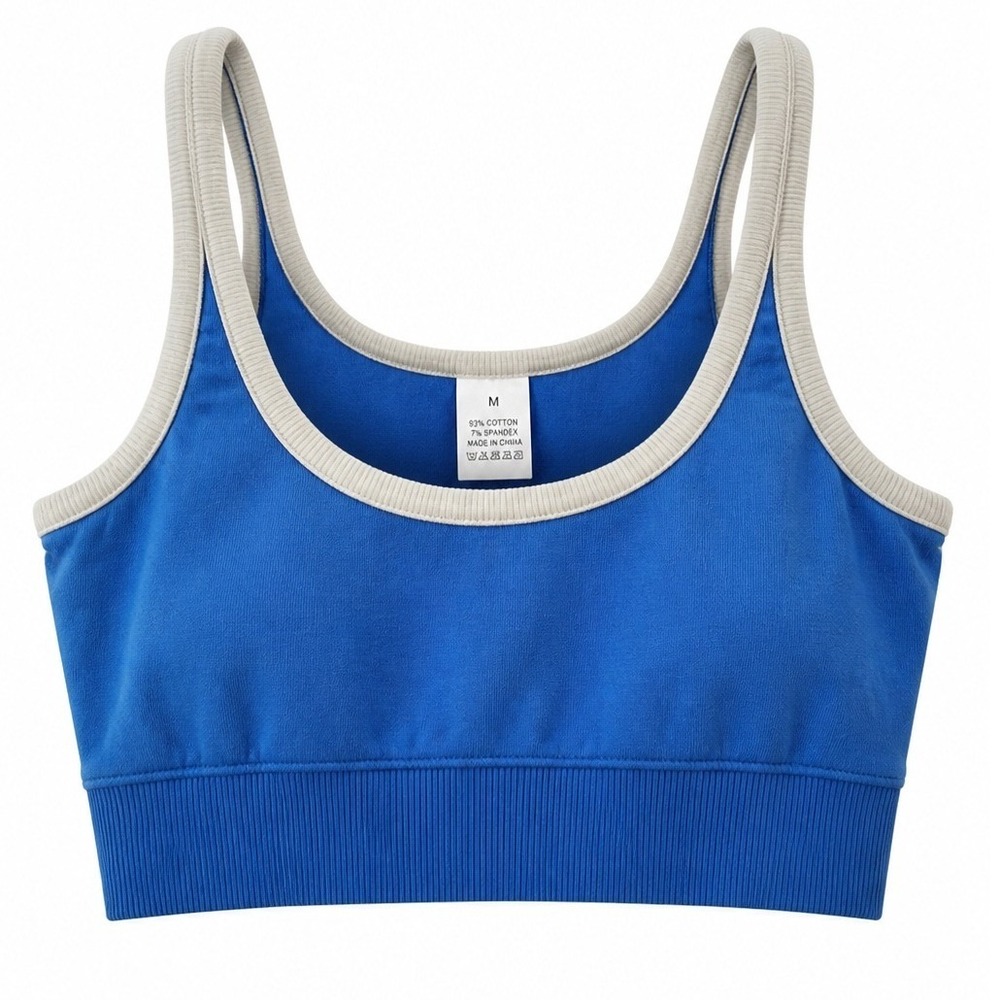 Madewell MWL Bralette Womens XL Ribbed Trim Blue Solid Stretch Modern